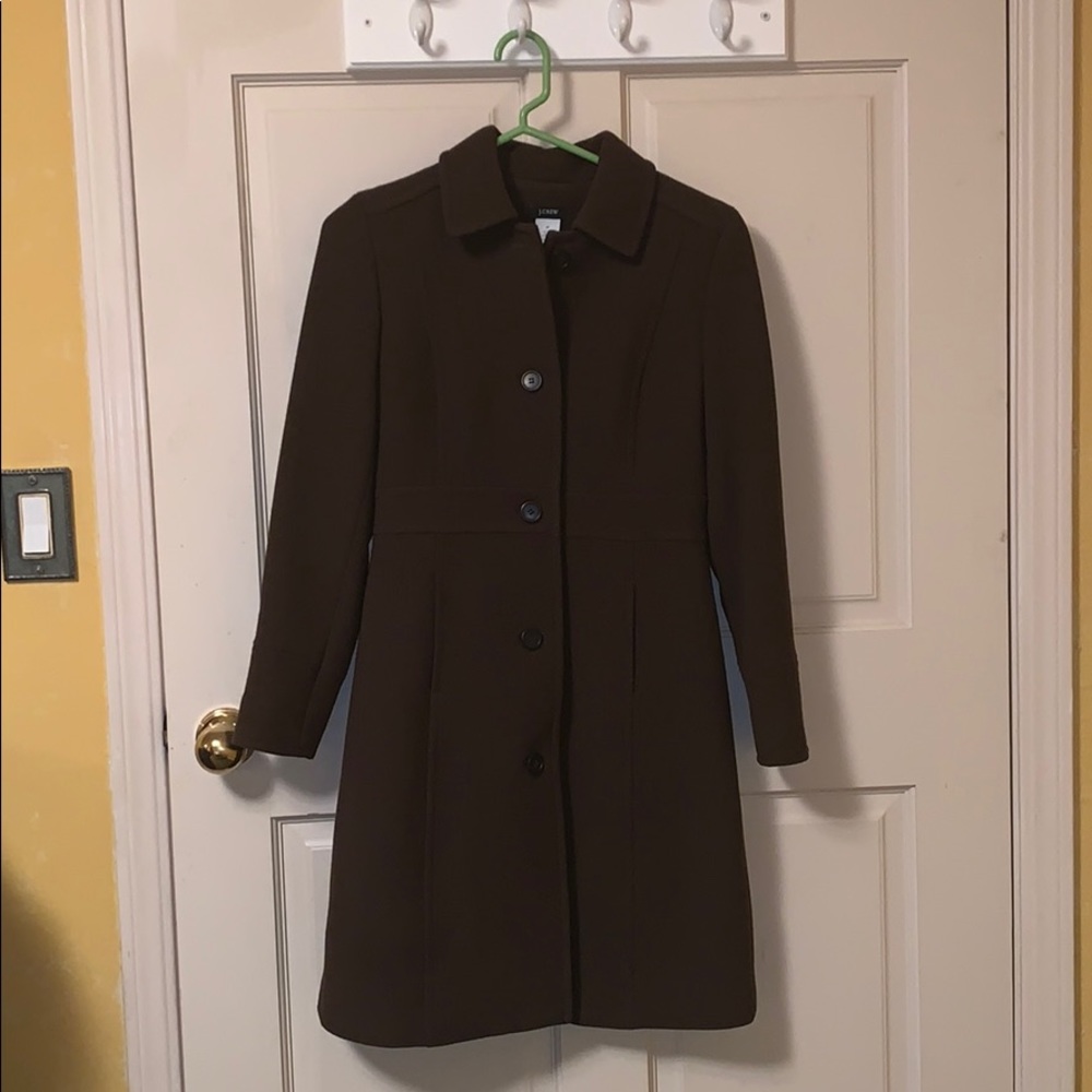 Brown j crew pea coat size 2P